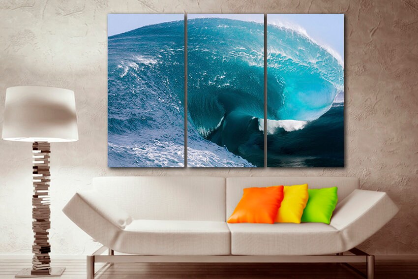 Wave print Sea decor Ocean wall art Blue wave Multi panel wave Huge wave Landscape art Wave canvas split Ocean wave Painting seascape Gift