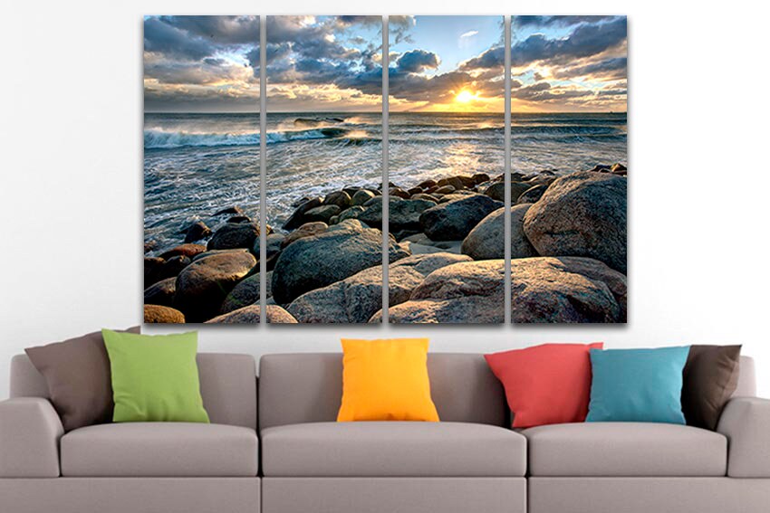 Seascape print Beach canvas Denmark art Sunset print Nature painting