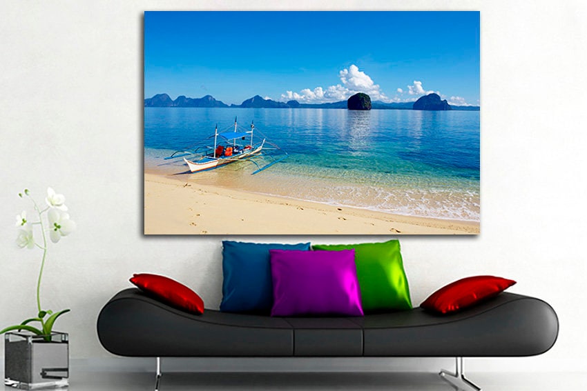 Ocean Philippine beach Blue canvas Tropical wall art nature decor