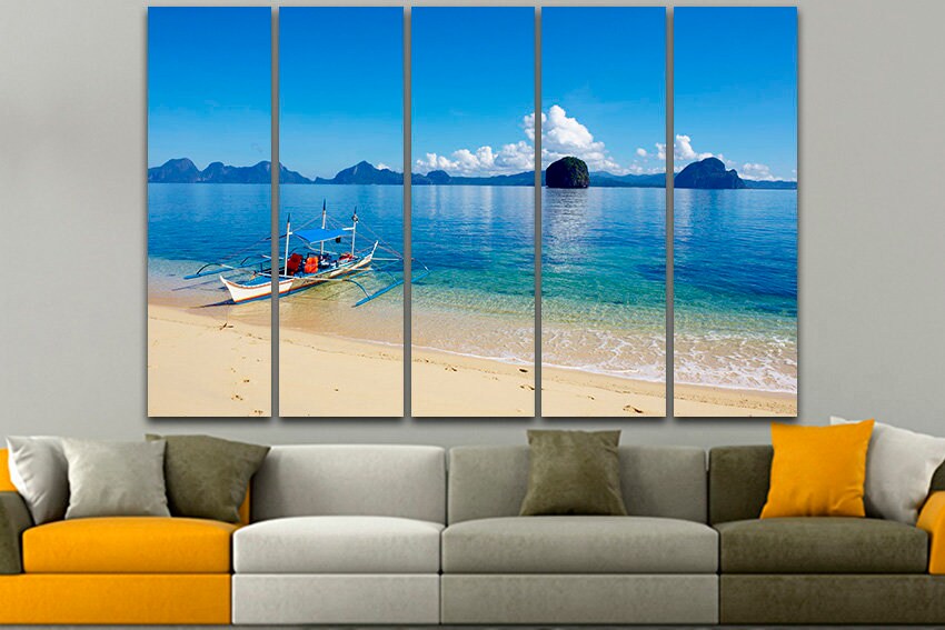 Ocean Philippine beach Blue canvas Tropical wall art nature decor