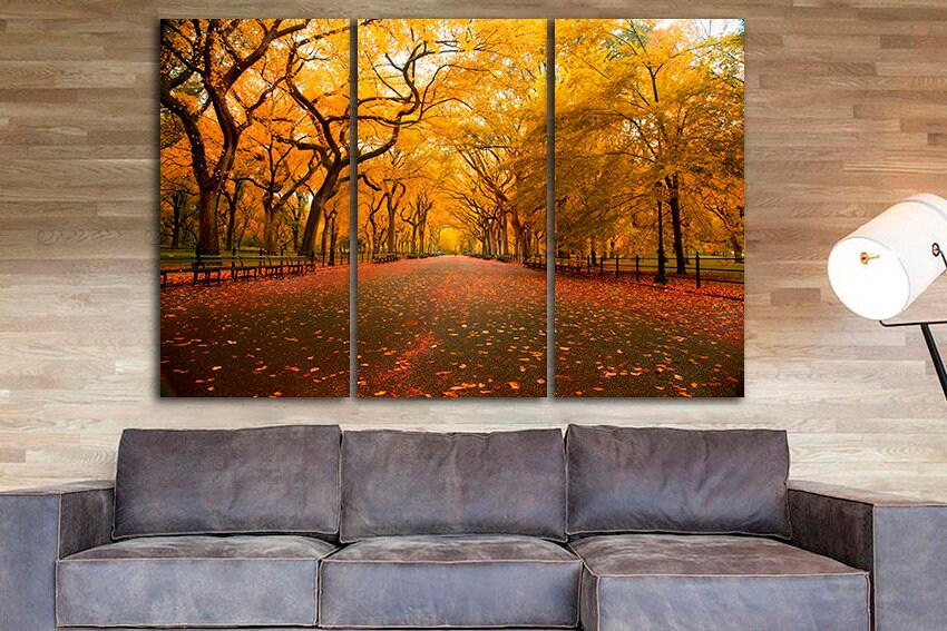 Autumn City park canvas Gallery wrap art Nature print Landscape decor
