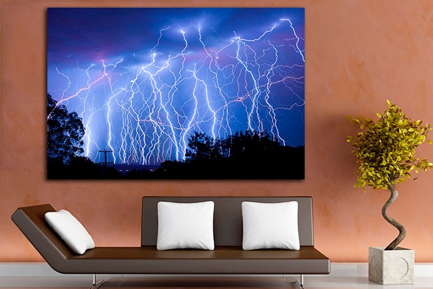 Lightning bolt print art canvas Nature decor Landscape art