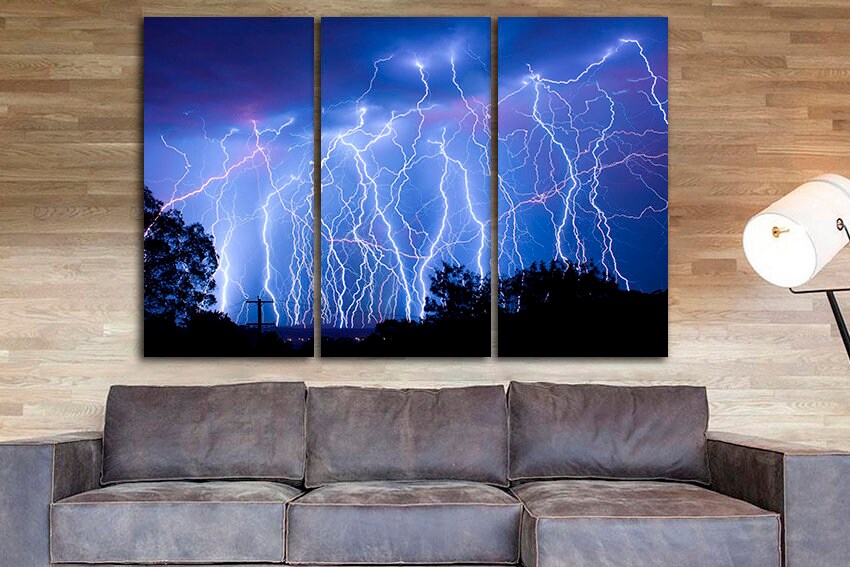Lightning bolt print art canvas Nature decor Landscape art