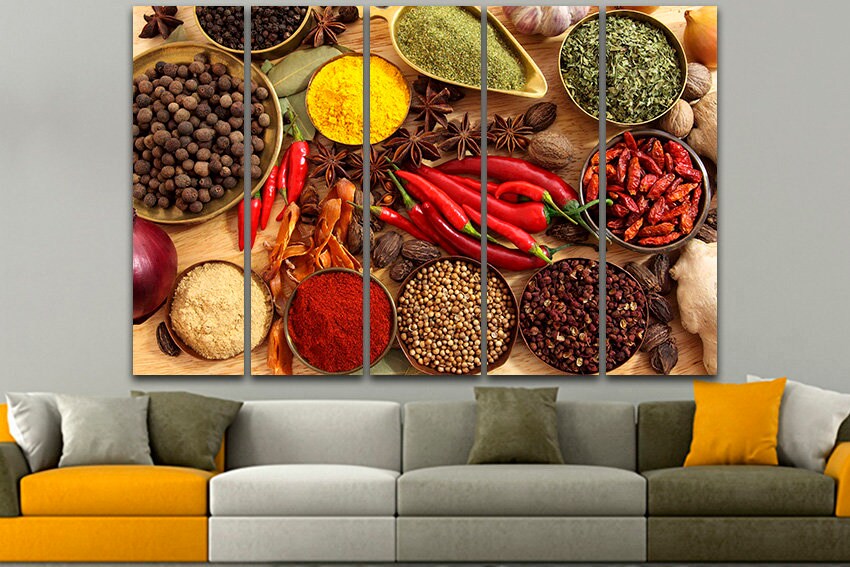 Spice on canvas Kitchen wall art Cafe decor Cooking print Dining room picture