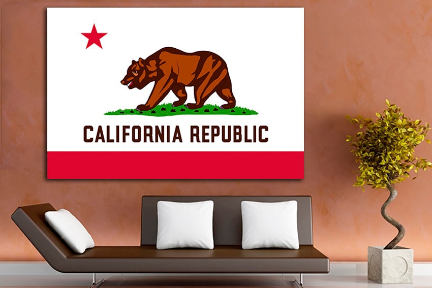 California flag Canvas Art print Vintage style Bear flag print Bear flag canvas Bear flag art California art California print Vintage flag