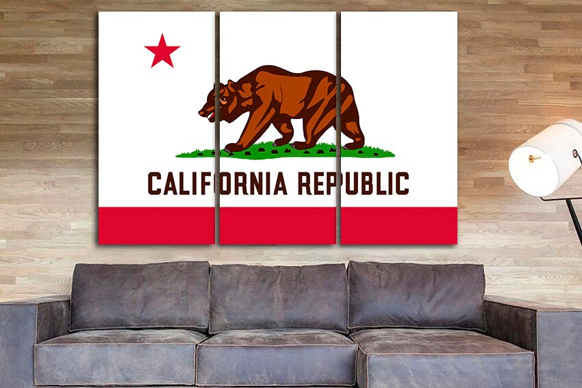 California flag Canvas Art print Vintage style Bear flag print Bear flag canvas Bear flag art California art California print Vintage flag