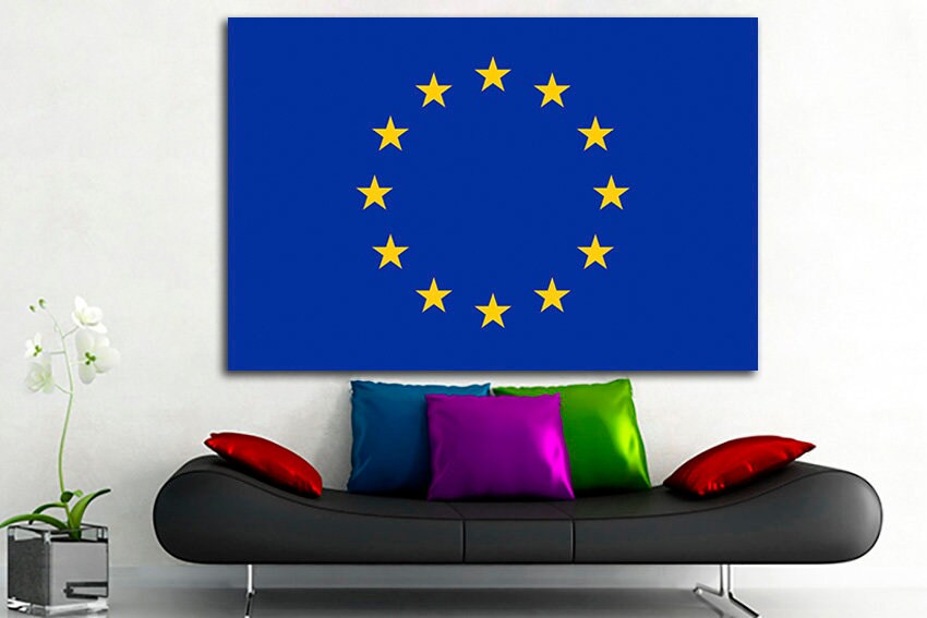 European flag Print on canvas European Union flag European flag art EU flag decor EU flag canvas Europe flag Wall art Multi panel canvas Art