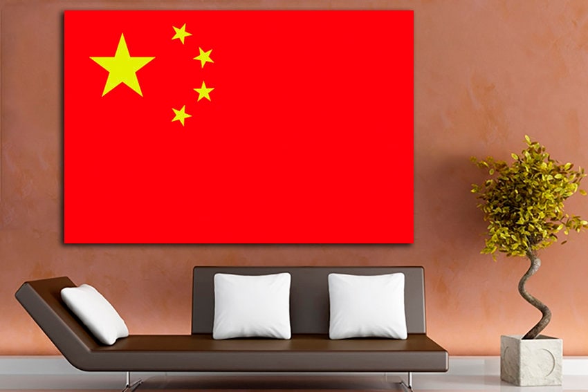 China flag Print on canvas China flag art China flag decor China flag canvas China flag print Multi panel canvas Art decor Canvas set Photo