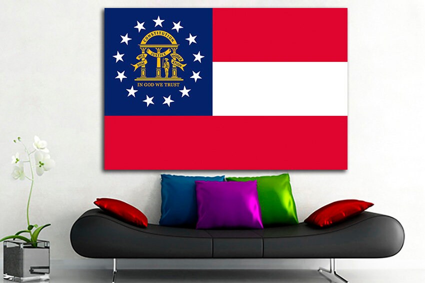 Georgia flag Print on canvas State in United States Georgia flag art Georgia flag canvas Georgia flag print Art decor Printable art Canvas