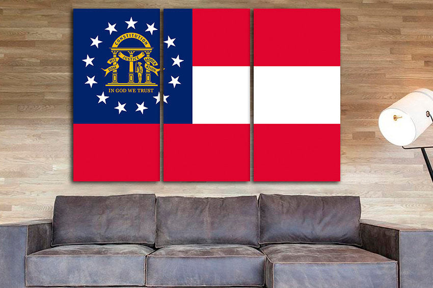 Georgia flag Print on canvas State in United States Georgia flag art Georgia flag canvas Georgia flag print Art decor Printable art Canvas