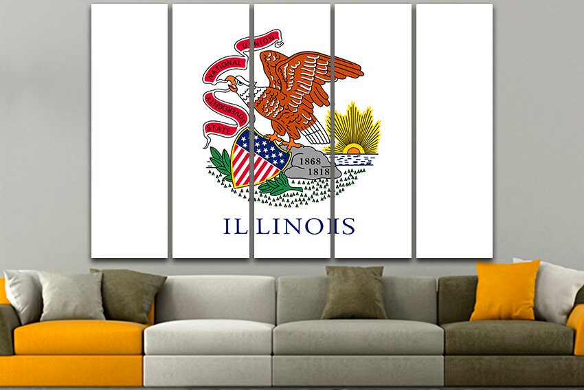 Illinois state Canvas flag Illinois flag art Illinois flag poster Illinois flag canvas Illinois flag print Art decor National flag Painting