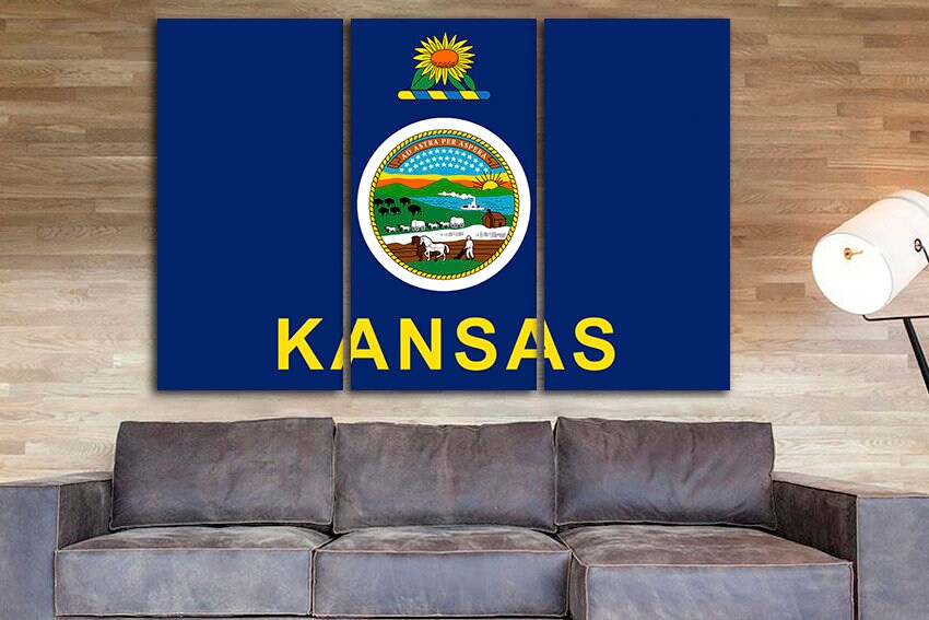 Kansas state Print flag Kansas flag art Kansas flag decor Kansas flag canvas Kansas flag print Print on canvas Office decor Large wall art