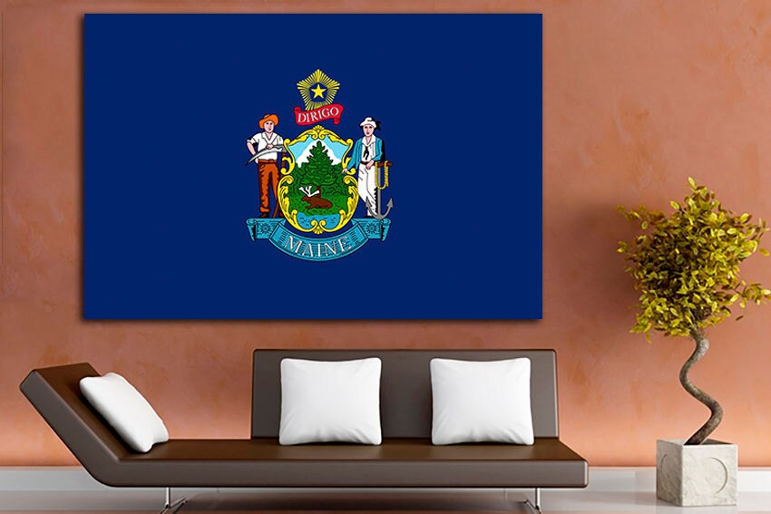 Maine state Print on canvas Maine flag art Maine flag photo Maine flag canvas Maine flag print Office print Photo flag Digital prints Decor