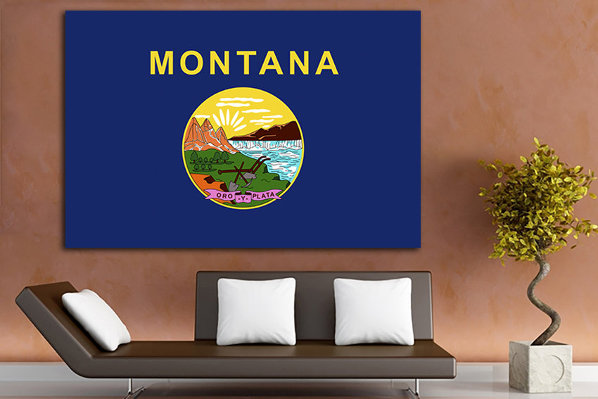 Montana state Art flag Montana flag art Montana flag decor Montana canvas Montana flag print Print on canvas Office print Picture flag Print
