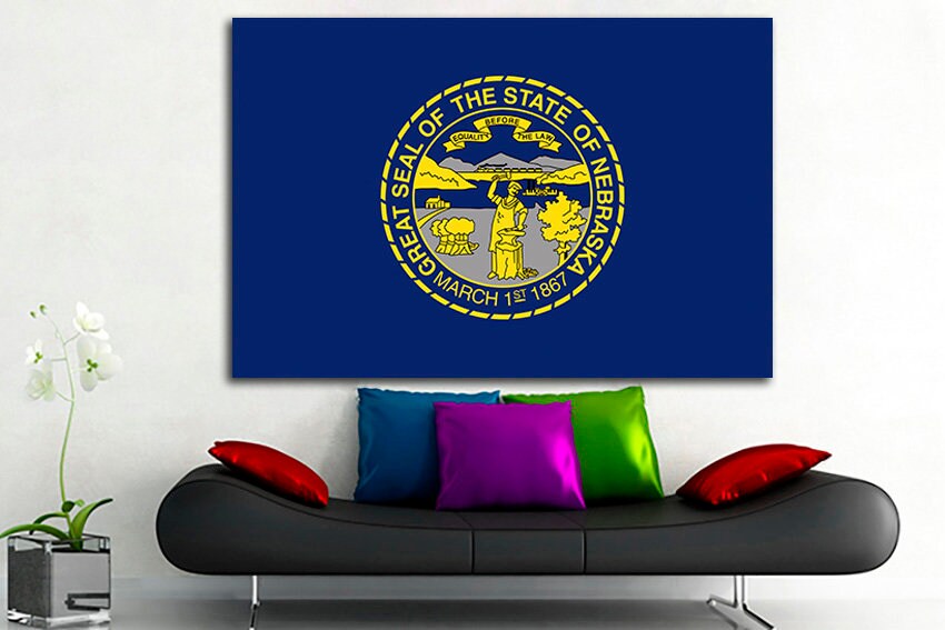 Nebraska state Flag print Nebraska flag art Nebraska flag decor Nebraska flag canvas Nebraska print Cornhusker State Office art Poster flag