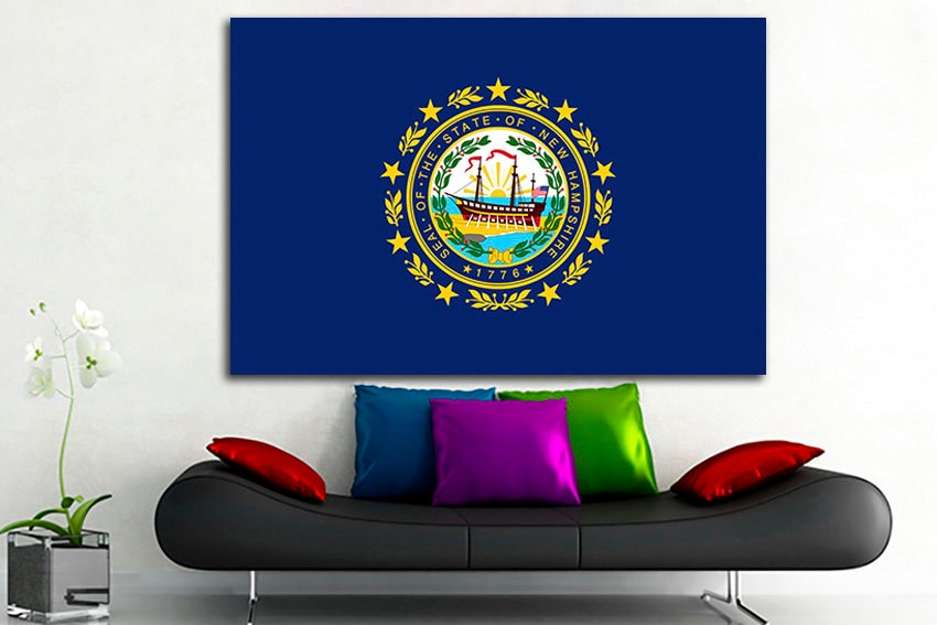 New Hampshire state Flag art New Hampshire art New Hampshire decor New Hampshire canvas New Hampshire print Granite State flag Office art
