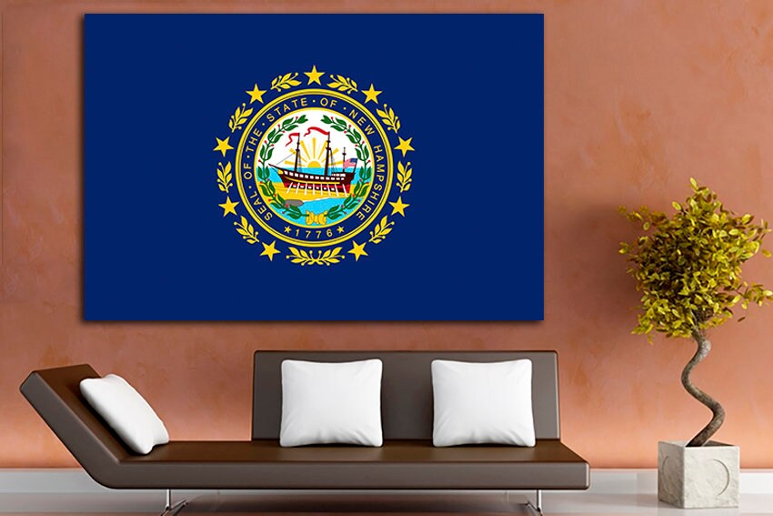New Hampshire state Flag art New Hampshire art New Hampshire decor New Hampshire canvas New Hampshire print Granite State flag Office art