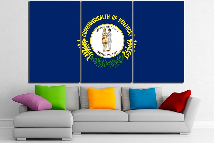 Kentucky state Print on canvas Kentucky flag art Kentucky flag canvas Kentucky flag print Canvas art Bluegrass State flag Flag poster Photo