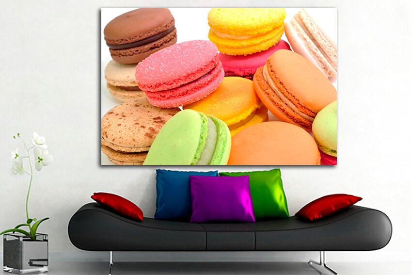 French Macaron print on canvas Kitchen decor Food wall art