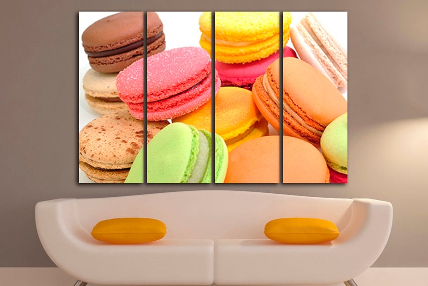 French Macaron print on canvas Kitchen decor Food wall art
