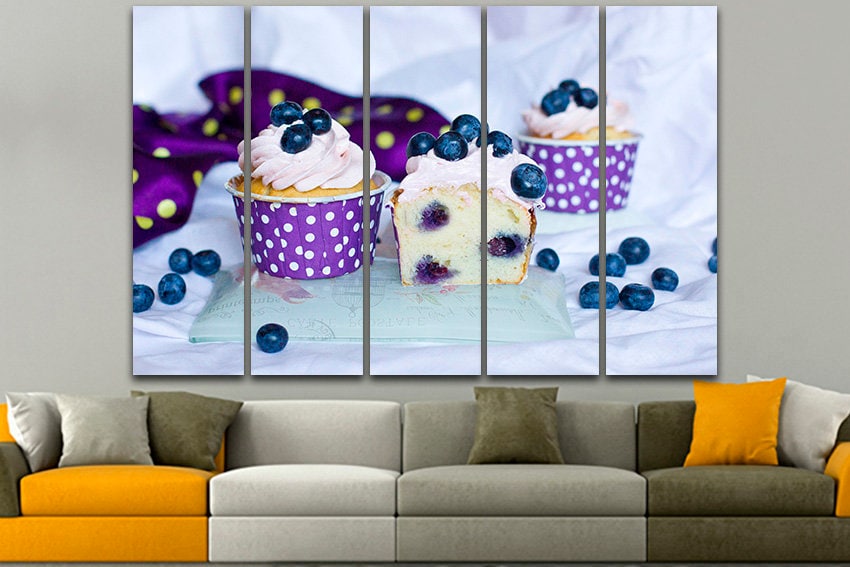 Cupcake print on canvas Food print Kitchen wall art Dessert decor