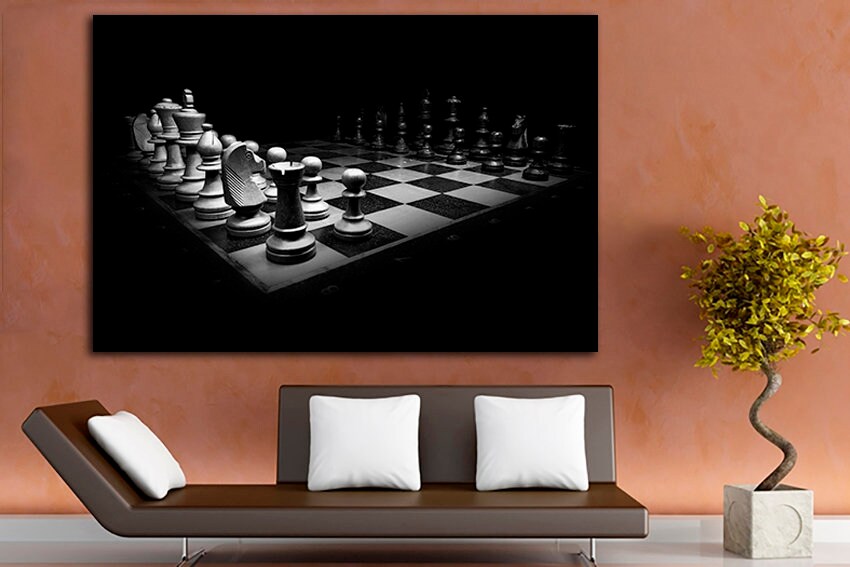 Chess Print on canvas Game decor Strategy room art Gambler gift