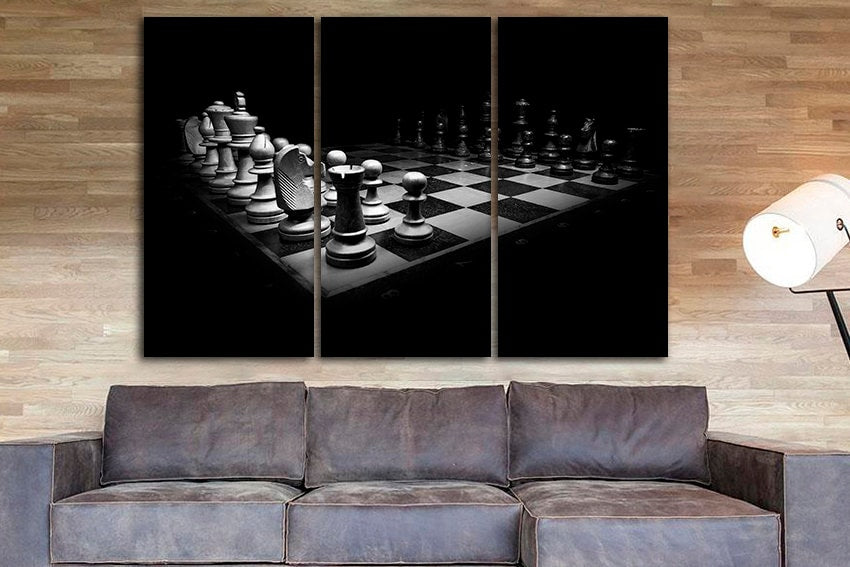 Chess Print on canvas Game decor Strategy room art Gambler gift
