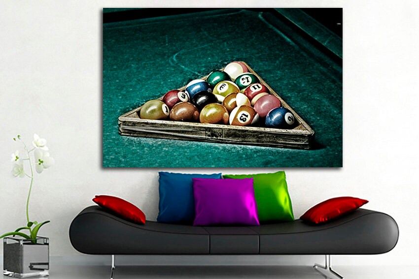 Billiards canvas game Balls wall art Billiards table gift Sports print Cafe decor