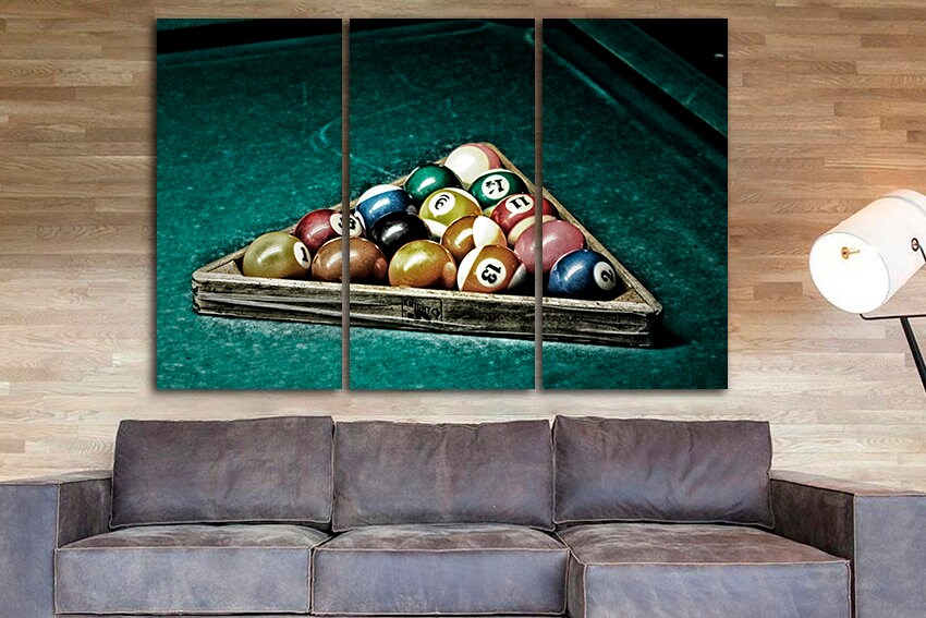 Billiards canvas game Balls wall art Billiards table gift Sports print Cafe decor