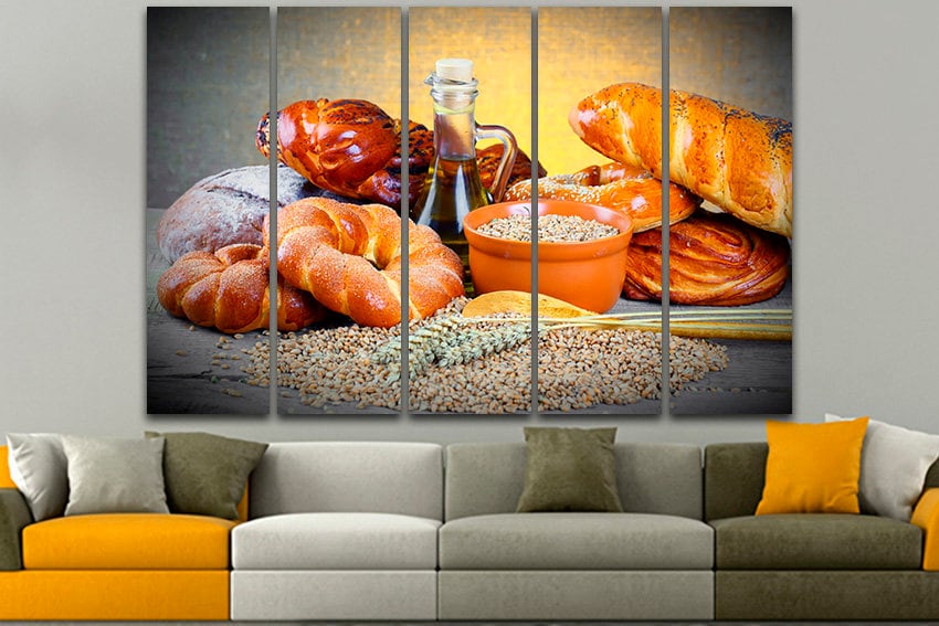 Baking print Bread canvas Kitchen wall art Gift for bakers Cafe decor ready to hang