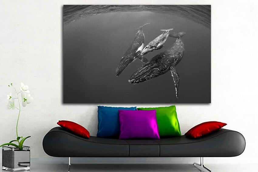 Humpback whales Wildlife print room decor Nature wall decor Wild life art