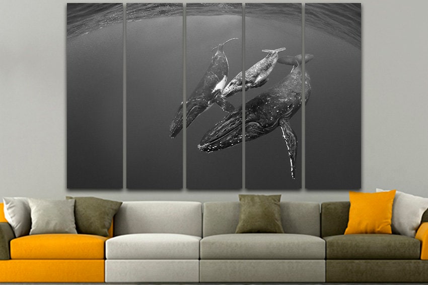 Humpback whales Wildlife print room decor Nature wall decor Wild life art