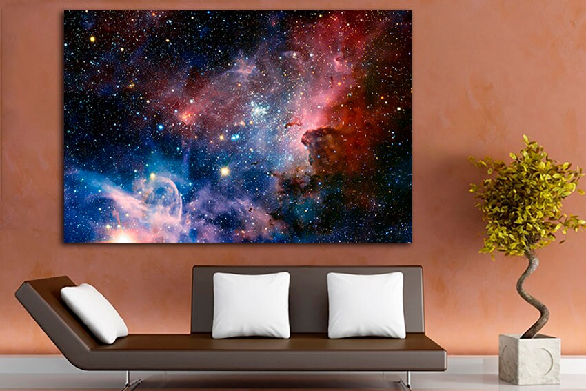 Space wall art Nebula decor Astronomy gift canvas Colorful nebula Galaxy fabric ready to hang