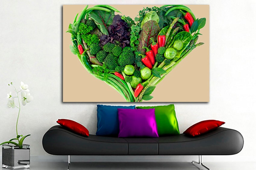 Vegetable print Kitchen decor Vegetarian Restaurant canvas Healthy food art Healthy gift
