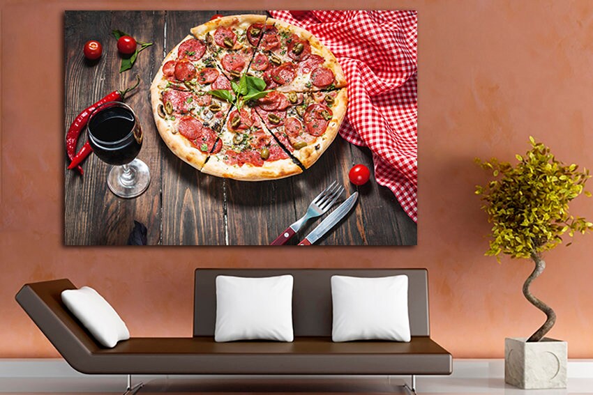 Pizza wall art Cafe decor Pizza canvas Food Italian dish Kitchen photo