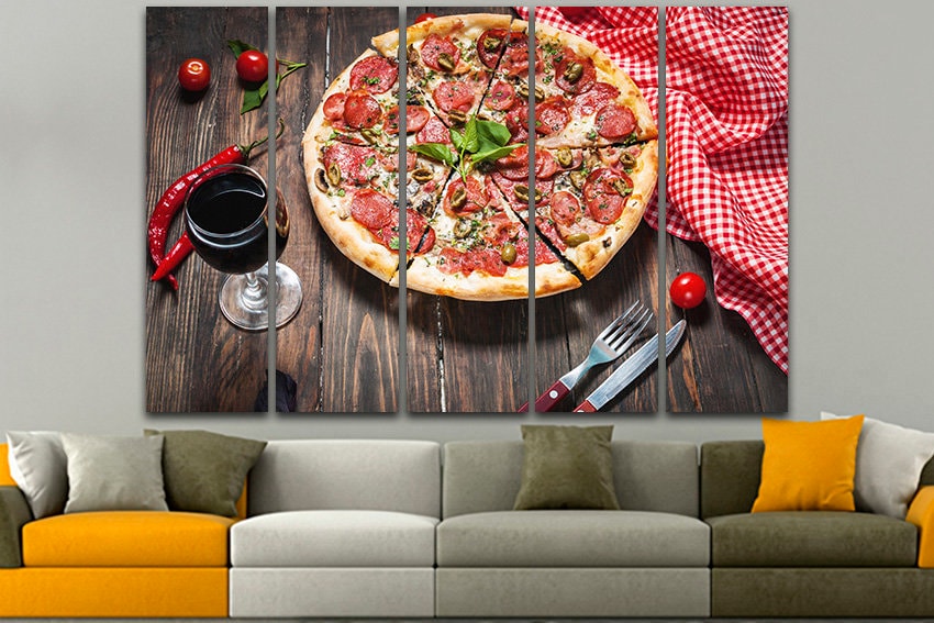 Pizza wall art Cafe decor Pizza canvas Food Italian dish Kitchen photo