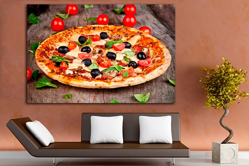 Pizza print Cafe wall art Italian food canvas Gift for him Kitchen restaurant decor