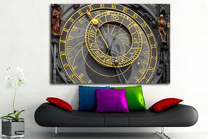 Astronomical clock Astrology canvas Prague print Artwork mechanism ready to hang