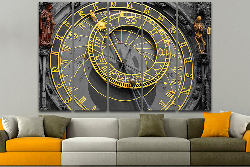 Astronomical clock Astrology canvas Prague print Artwork mechanism ready to hang