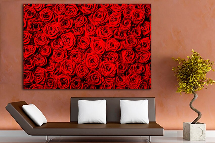 Red roses canvas Flowers wall art Gift for mom Wedding print Ready to hang