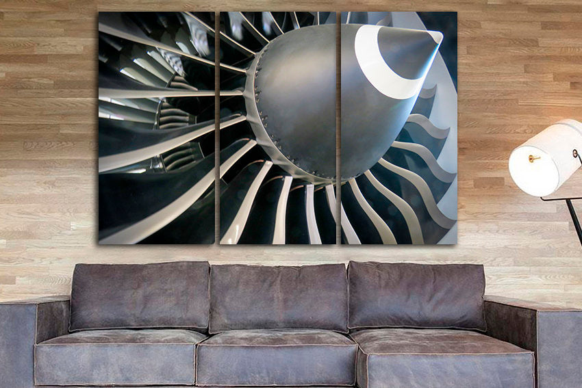 Air turbine canvas Aircraft engine Airplane prints wall decor Propeller art Mechanism gift Spiral photo