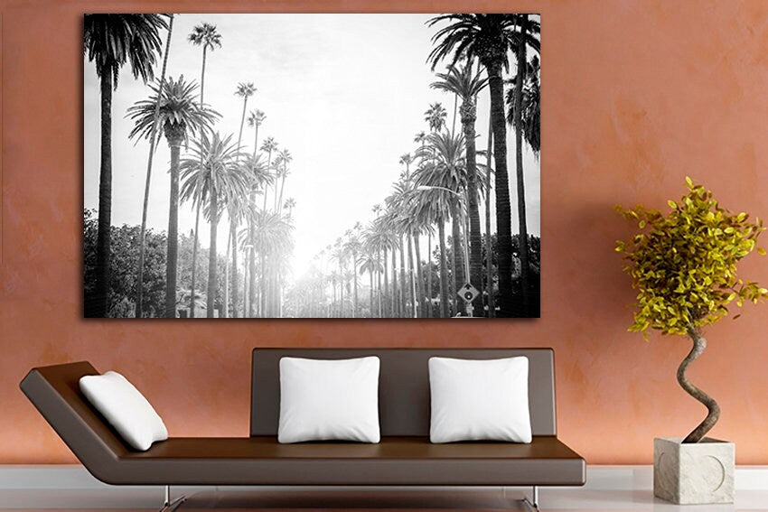 Los Angeles art Multi panel California print Artwork city Palm trees canvas Travel decor