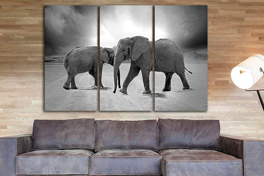 Elephant canvas Multi panel art Animals decor Africa elephant print