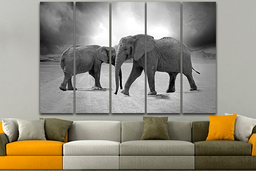 Elephant canvas Multi panel art Animals decor Africa elephant print