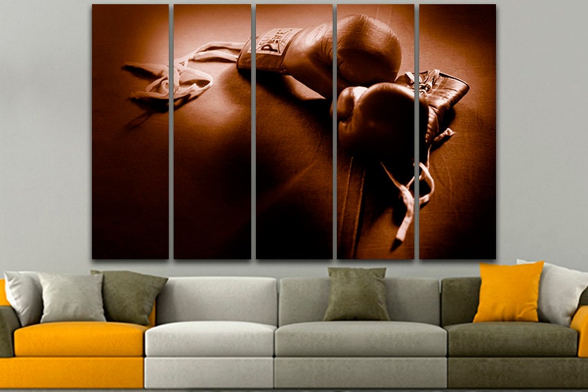 Boxing gloves art Sports сanvas motivation ring decor Gym artwork ready to hang