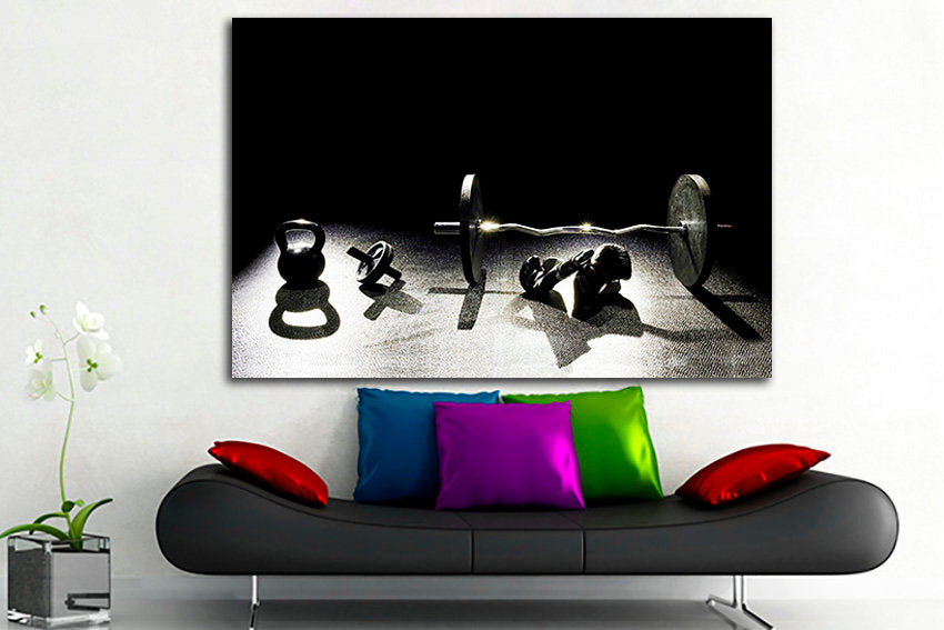 Dumbbells print Sport wall art canvas for gym Gift sportsman Fitness artwork