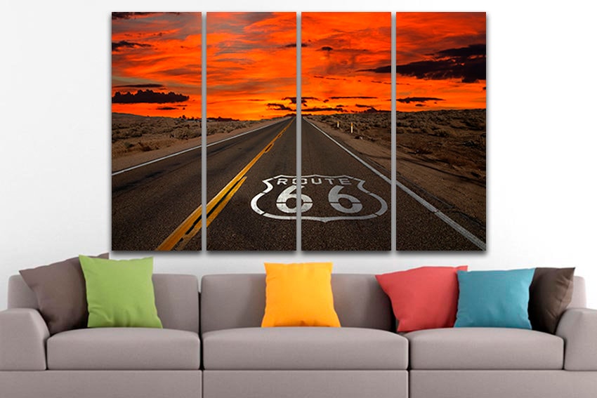 Route 66 print on canvas Highway Chicago decor Travel photography Ready to hang