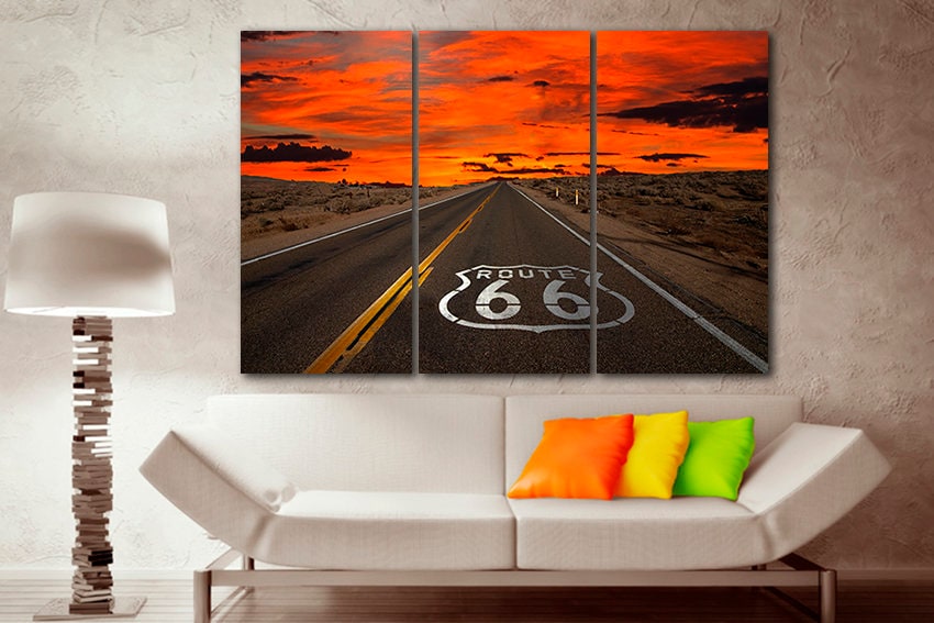 Route 66 print on canvas Highway Chicago decor Travel photography Ready to hang