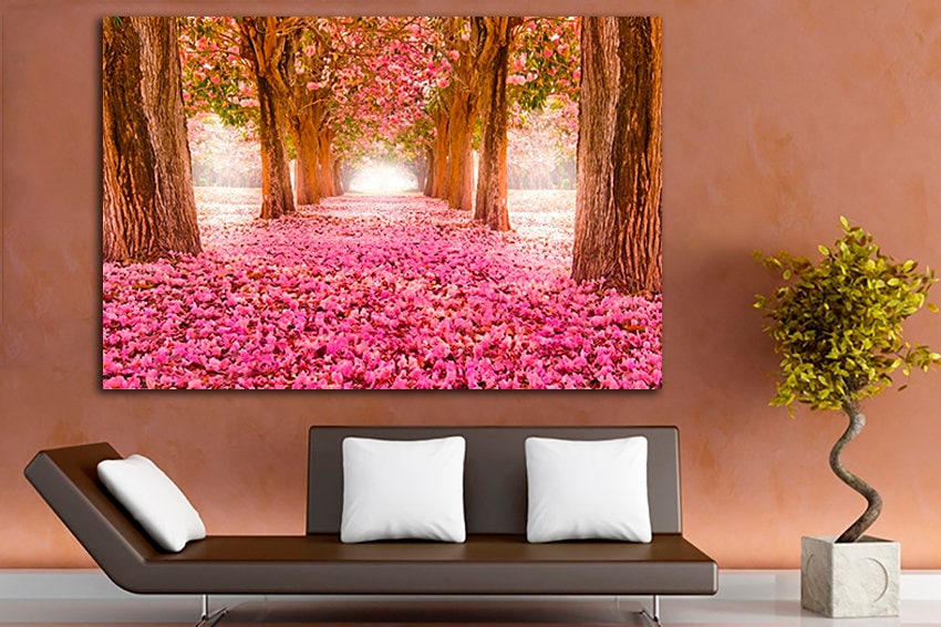 Sakura canvas Large wall art Flowers decor Multi panel print