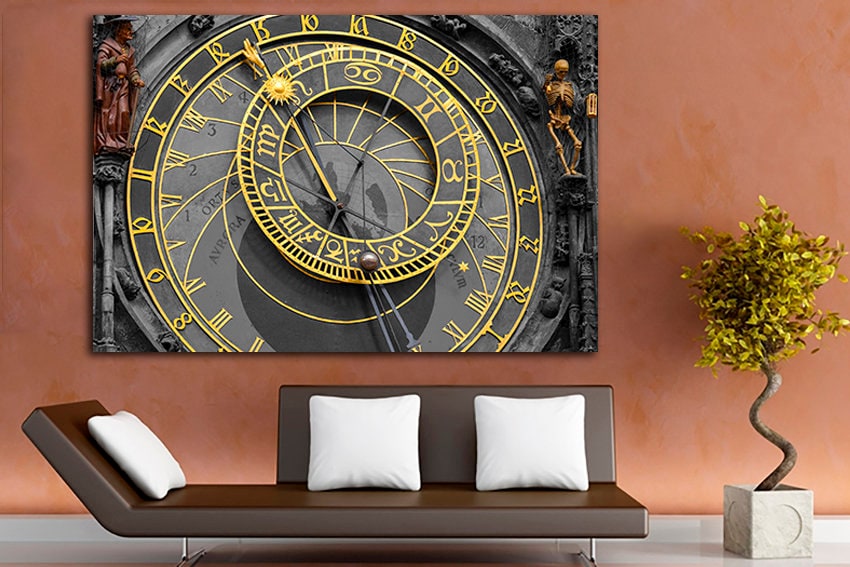 Astronomical clock Astrology canvas Prague print Artwork mechanism ready to hang